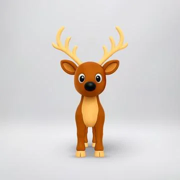 Cute 3D rendering of a brown deer 스톡 일러스트