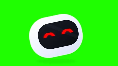 Cute 3D Robot Head with Red Eyes Animation 库存影片 344011351