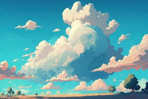 Cute 3d sky and cloud copy space background. Stock Illustration