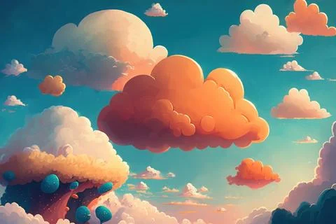 Cute 3d sky and cloud copy space background. Stock Illustration