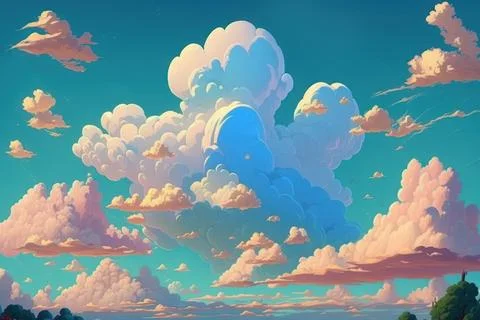 Cute 3d sky and cloud copy space background. Stock Illustration
