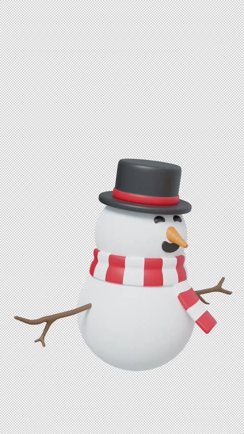 Cute 3D Snowman Happy Jumping Christmas Character Animation Stock-Footage 345499394