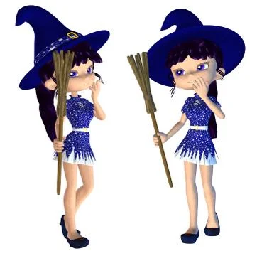 Cute 3d Witch Stock Illustration