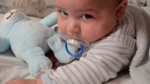 cute months old baby boy got tired of Stock Video Pond5