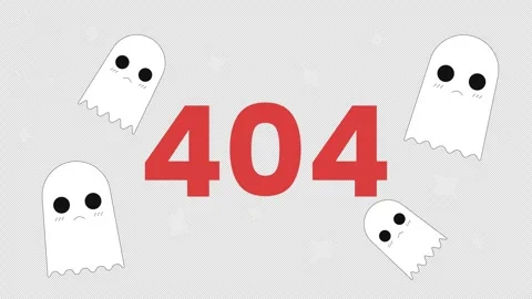 Cute 404 error page with sad ghost characters 2D animation concept Stock Footage 311574712