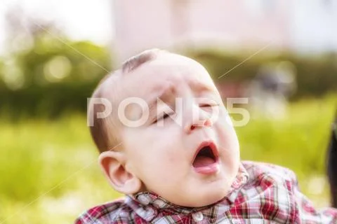 Cute 6 months baby gaping Stock Photos