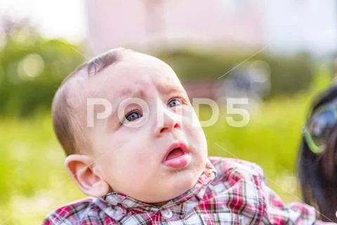 Cute 6 months baby gaping Stock Photos