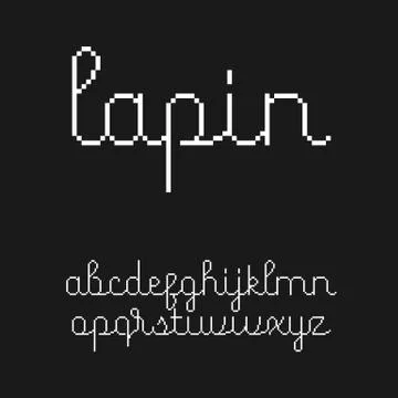 Cute 8-bit style script font with Latin letters in lowercase Stock Illustration