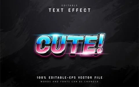 Cute 80s gradient style text effect Stock Illustration