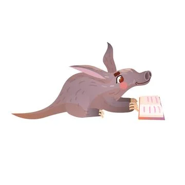 Cute Aardvark reading book.  스톡 일러스트
