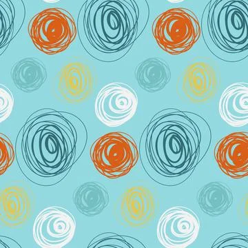 Cute abstract circle seamless pattern, abstract psychedelic vector Stock Illustration