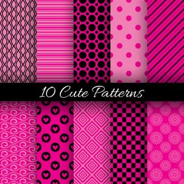 Cute abstract geometric bright seamless patterns Stock Illustration