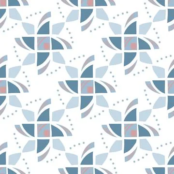 Cute Abstract Geometric Windmill Shape Pattern In Pale Blue And Pink Stock Illustration