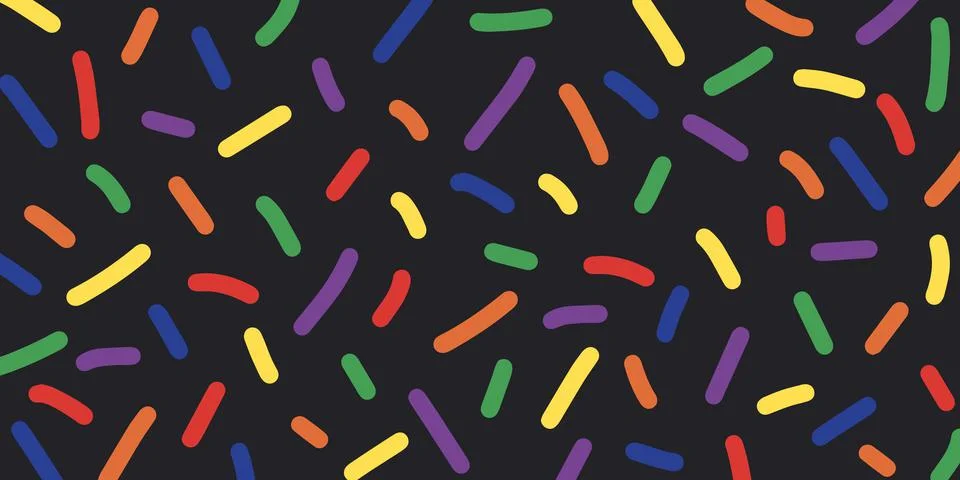 Cute abstract horizontal background with rainbow colored decorative sprinkles Stock Illustration