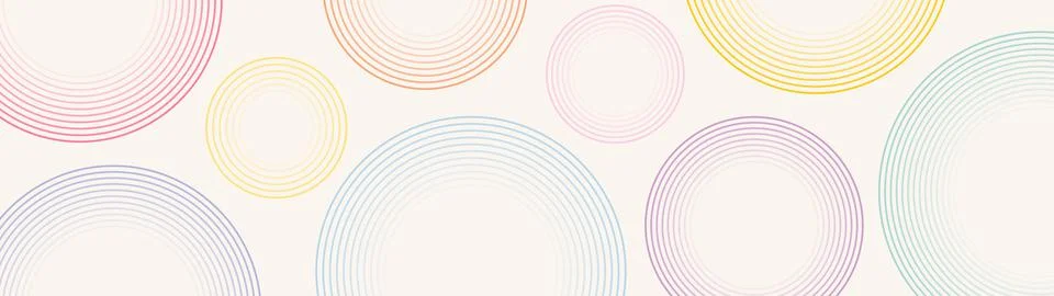 Cute abstract horizontal panoramic background with pastel colored circles. Multi Stock Illustration