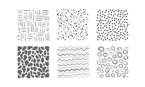 Cute abstract irregular patterns set, black, gray, white textures vector Illustrazione stock