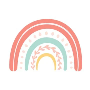 Cute abstract rainbow in boho style. Hand drawn vector illustration 스톡 일러스트