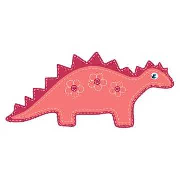 Cute abstract red dinosaur of simple shape, dino character for nursery Stock Illustration