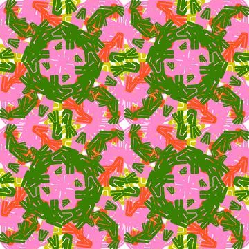 Cute abstract seamless pattern with messy hand drawn geometric shapes. Stock Illustration