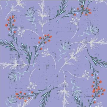 Cute abstract seamless pattern with small colorful flowers on the dark blue Illustrazione stock