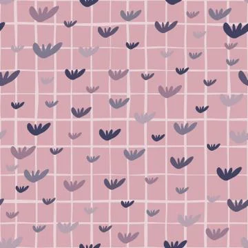 Cute abstract shape seamless pattern on line background. Stock Illustration