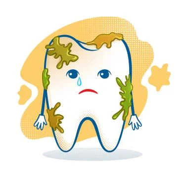Cute aching tooth character Stock Illustration