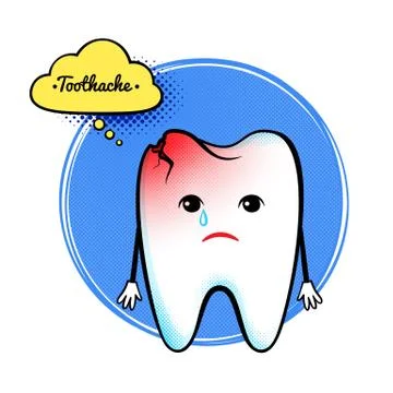 Cute aching tooth character Stock Illustration