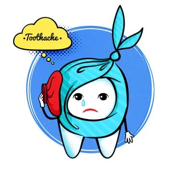 Cute aching tooth character Stock Illustration