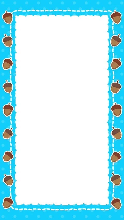 Cute Acorn and Blue Dotted Border Vertical Notebook Frame Loop Stock Footage 346569835