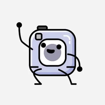 Cute Action Camera Mascot Vector Character in Flat Design Style Stock Illustration