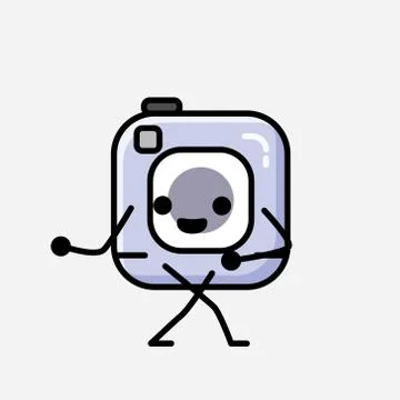 Cute Action Camera Mascot Vector Character in Flat Design Style Stock Illustration