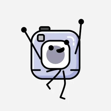Cute Action Camera Mascot Vector Character in Flat Design Style Stock Illustration