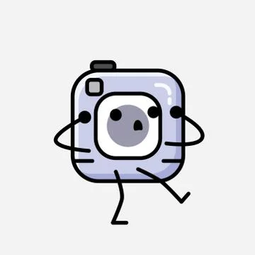 Cute Action Camera Mascot Vector Character in Flat Design Style 스톡 일러스트