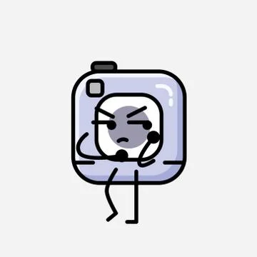 Cute Action Camera Mascot Vector Character in Flat Design Style Stock Illustration