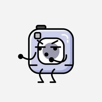 Cute Action Camera Mascot Vector Character in Flat Design Style Stock Illustration