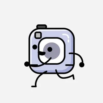 Cute Action Camera Mascot Vector Character in Flat Design Style Stock Illustration