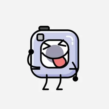 Cute Action Camera Mascot Vector Character in Flat Design Style Stock Illustration