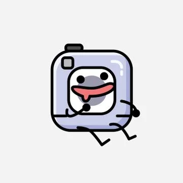 Cute Action Camera Mascot Vector Character in Flat Design Style Stock Illustration