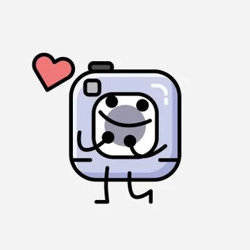 Cute Action Camera Mascot Vector Character in Flat Design Style Stock Illustration