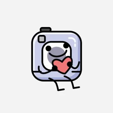 Cute Action Camera Mascot Vector Character in Flat Design Style Stock Illustration