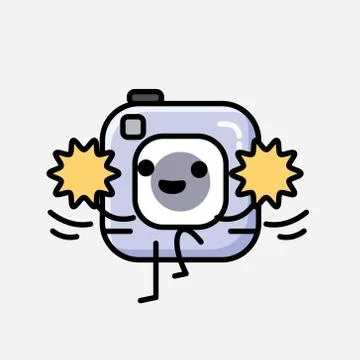 Cute Action Camera Mascot Vector Character in Flat Design Style Stock Illustration