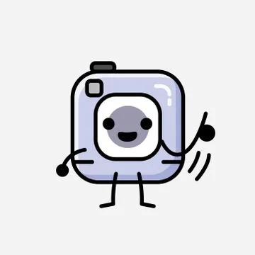 Cute Action Camera Mascot Vector Character in Flat Design Style Stock Illustration