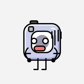 Cute Action Camera Mascot Vector Character in Flat Design Style Illustrazione stock