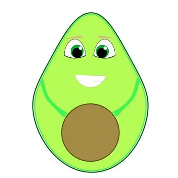 Cute adorable funny green avocado face with hands arms cartoon vector Stock Illustration