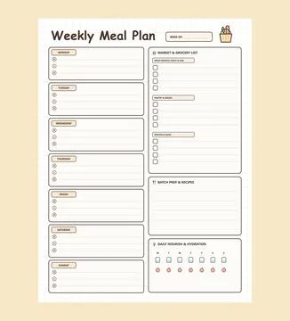 Cute aesthetic daily planner schedule template with timeline and task checklist Stock Illustration