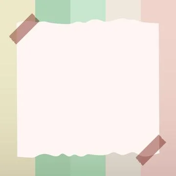 Cute aesthetic empty torn paper note frame with beige pastel color background 스톡 일러스트
