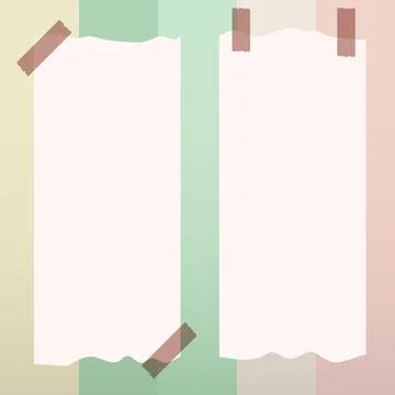 Cute aesthetic two empty torn portrait paper note frame with tape and beige.. Stock Illustration