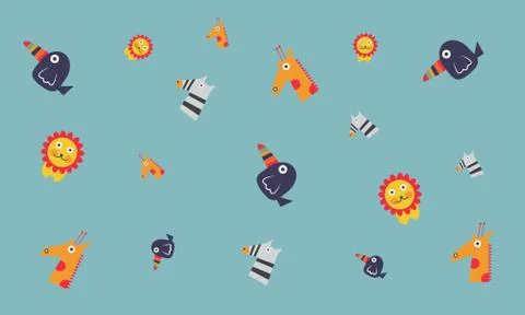 Cute African animals cartoon pattern vector Illustrazione stock