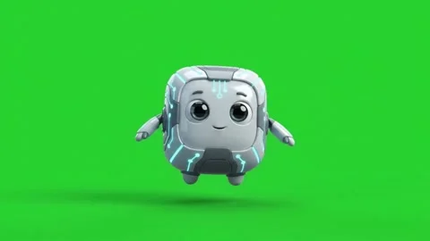 Cute AI Data Chip Buddy Video stock 345830891