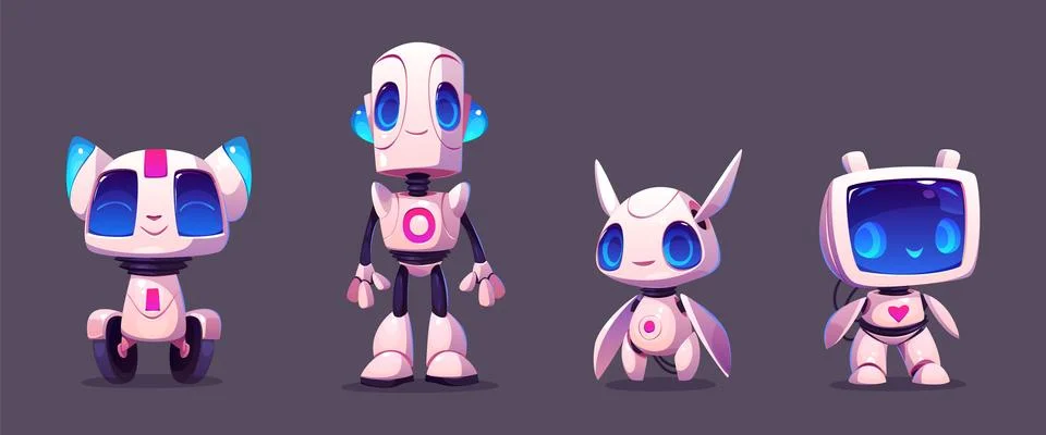 Cute ai robot evolution mascot cartoon vector set イラスト素材